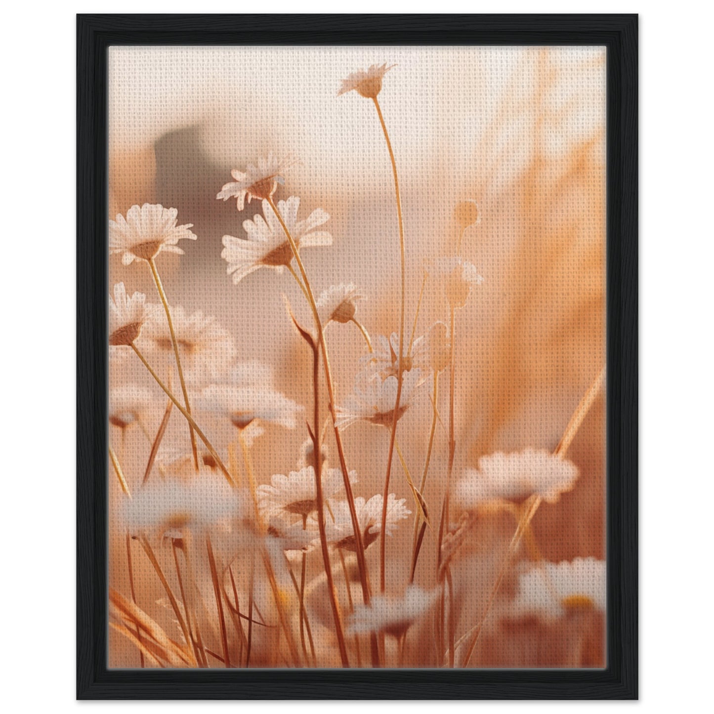Morgendämmerung im Feld | Gerahmte Leinwand Schwarzer Rahmen 40x50 cm - Pixara