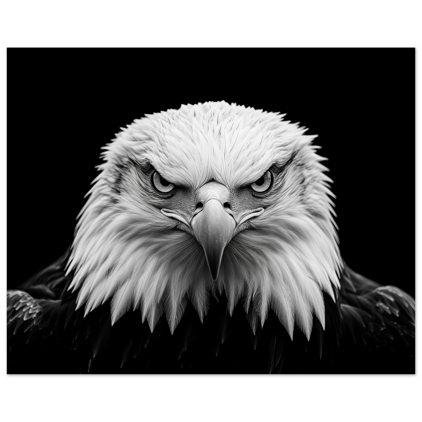 Schwarz-Weiß Porträt eines majestätischen Adlers Poster 20x25 cm - Pixara