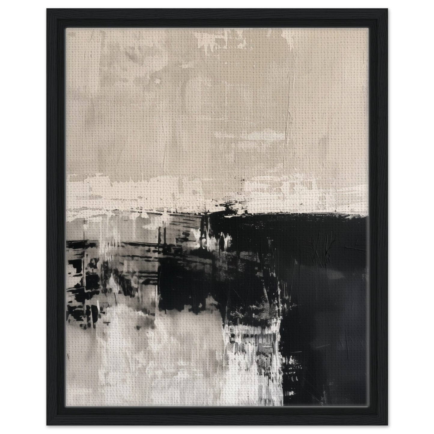 Monochrome Serenity | Gerahmte Leinwand Schwarzer Rahmen 40x50 cm - Pixara