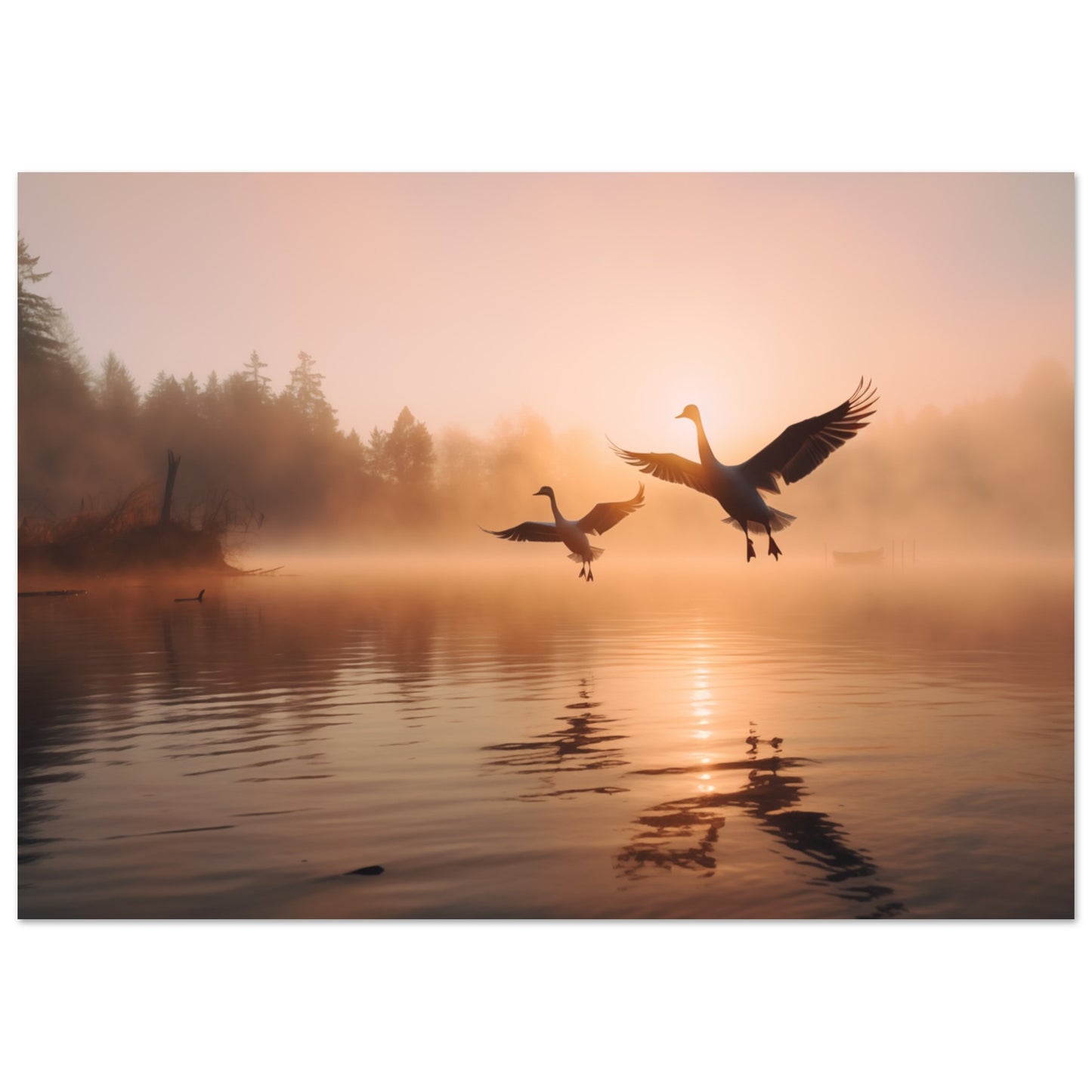 Morgendämmerung am See Poster A4 21x29.7 cm - Pixara