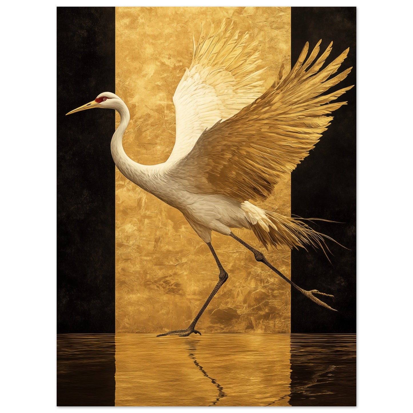 Goldener Kranich Tanz 30x40 cm - Pixara