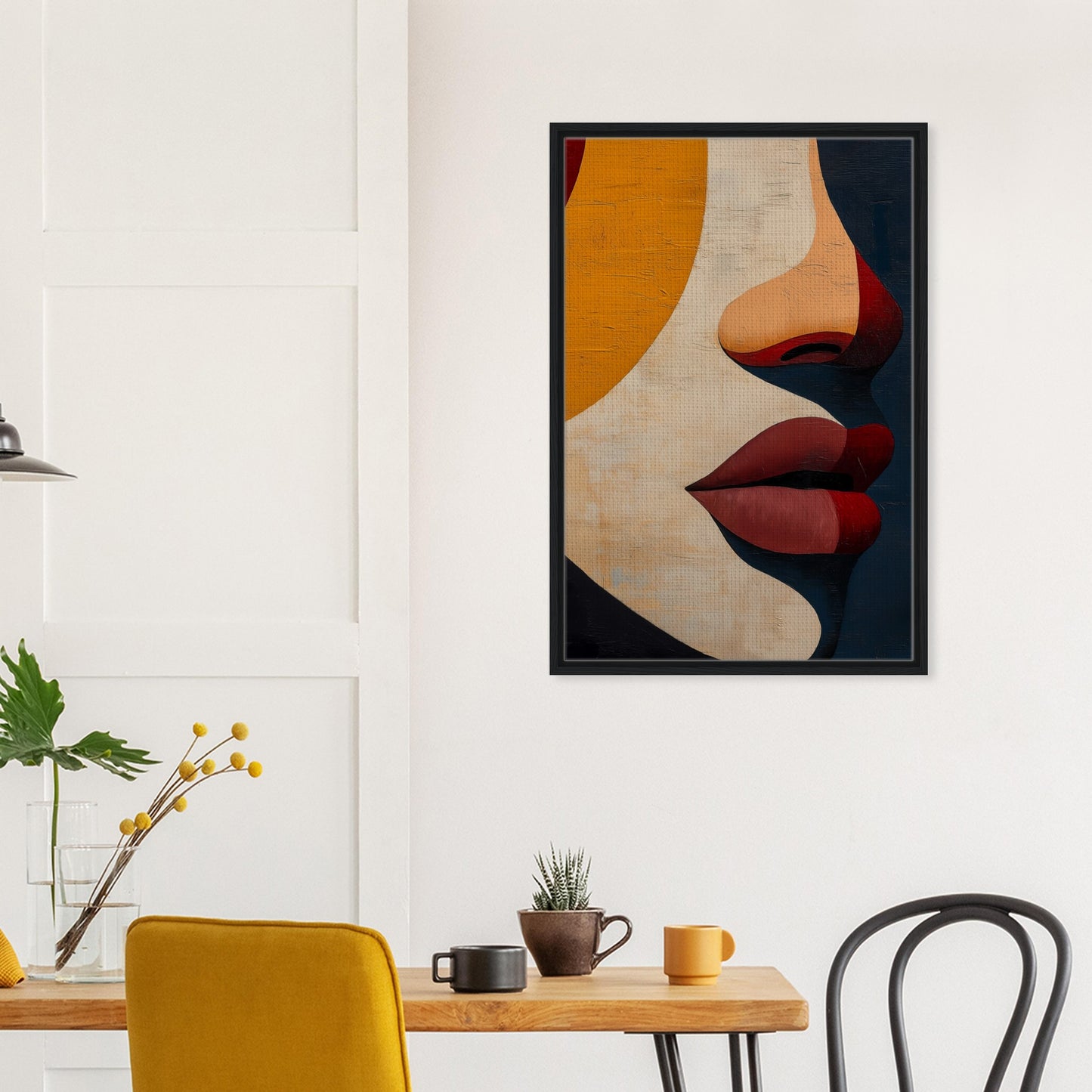 Abstrakte Geometrie eines Gesichts | Gerahmte Leinwand - Pixara