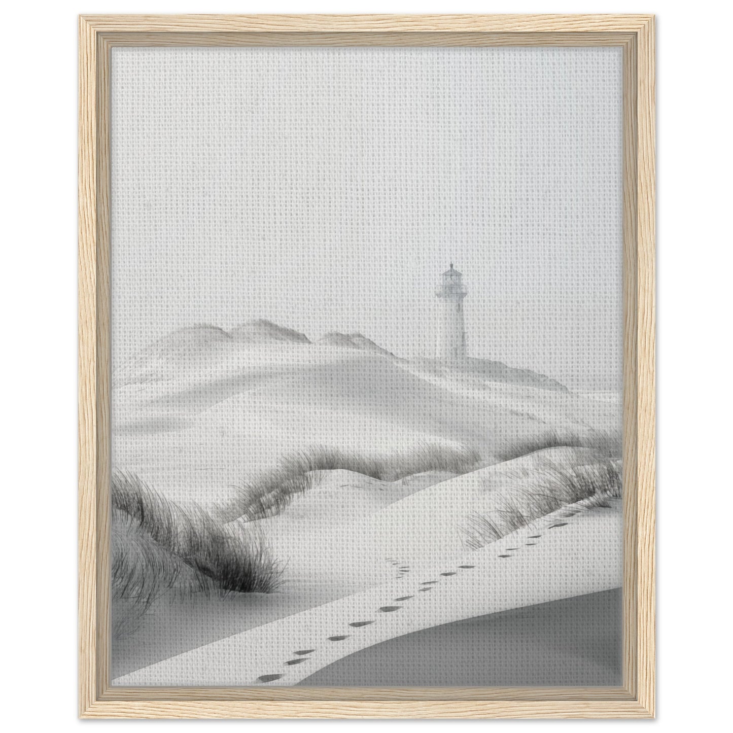 Leuchtturm in den Dünen | Gerahmte Leinwand Holzrahmen 40x50 cm - Pixara