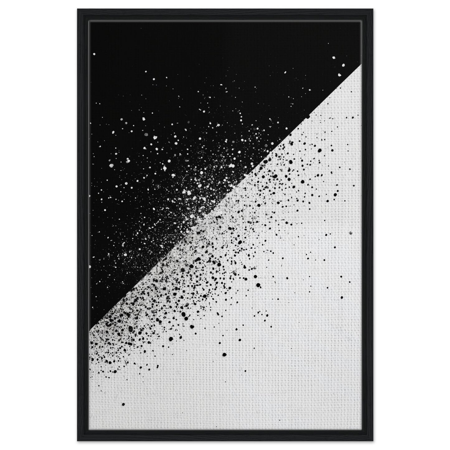 Schwarz-Weiß-Splitter 2 | Gerahmte Leinwand Schwarzer Rahmen 60x90 cm - Pixara