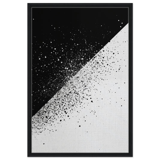 Schwarz-Weiß-Splitter 2 | Gerahmte Leinwand Schwarzer Rahmen 60x90 cm - Pixara