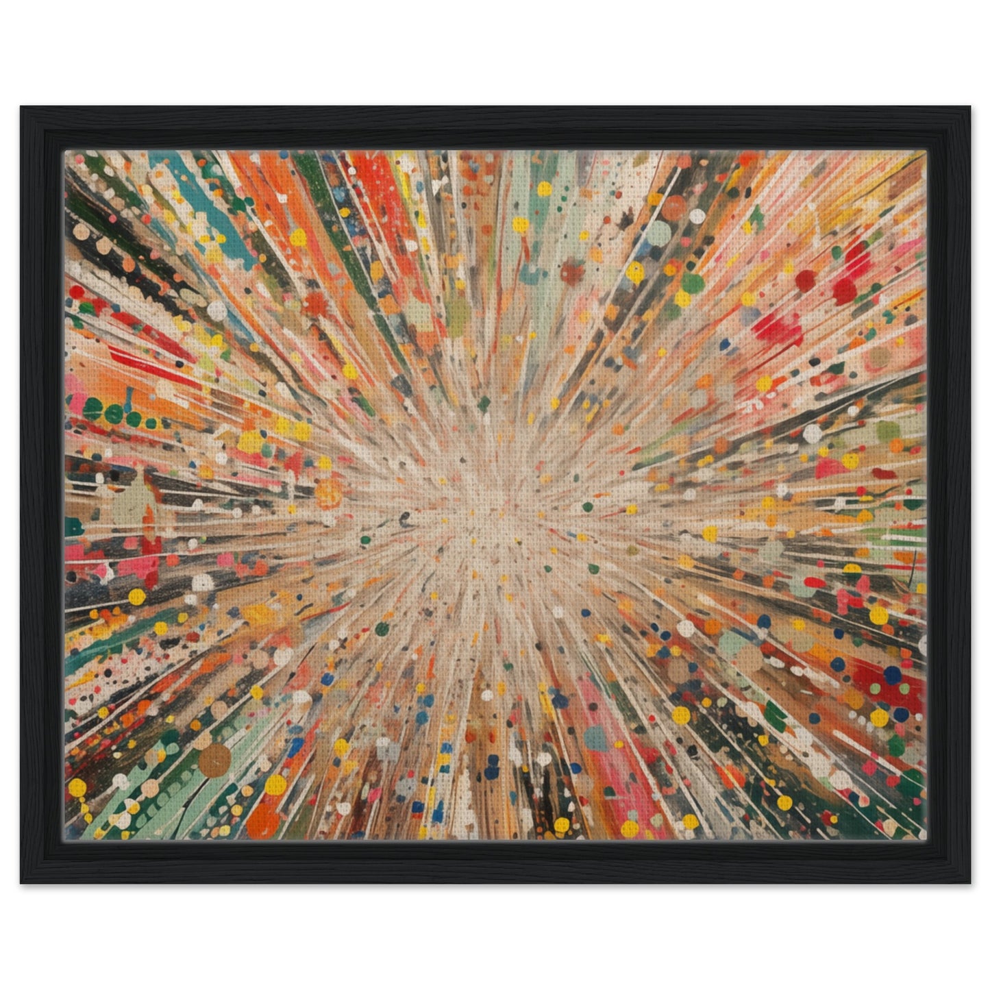 Farbenexplosion - Kunstwerk der Freude | Gerahmte Leinwand Schwarzer Rahmen 40x50 cm - Pixara