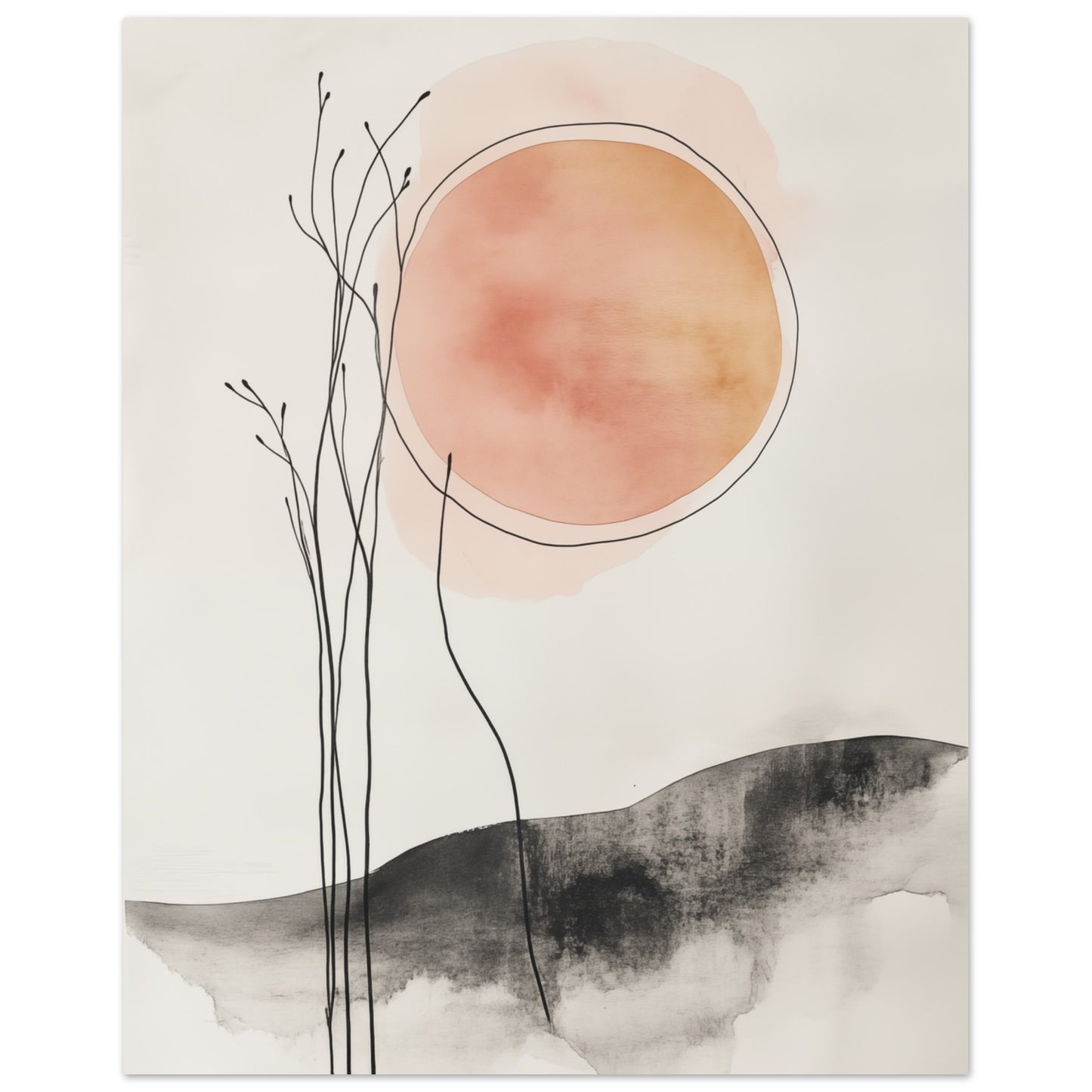 Sonnenaufgang in Stille – Japandi Minimalismus Poster 40x50 cm - Pixara