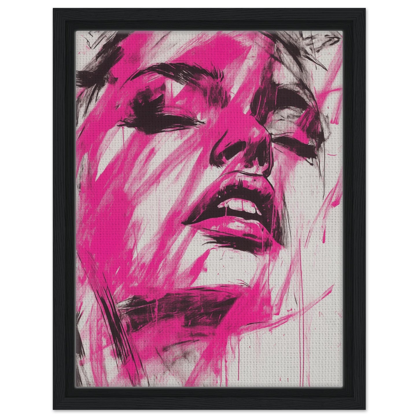 Fuchsia-Explosion | Gerahmte Leinwand Schwarzer Rahmen 30x40 cm - Pixara
