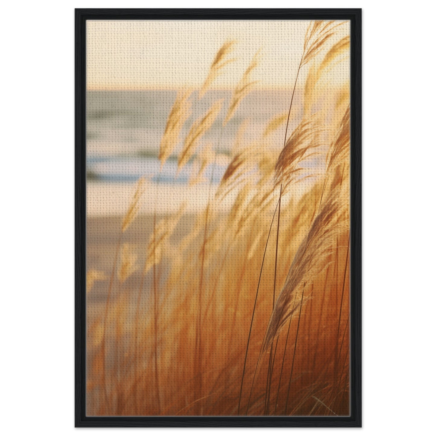 Goldene Wispern | Gerahmte Leinwand Schwarzer Rahmen 60x90 cm - Pixara