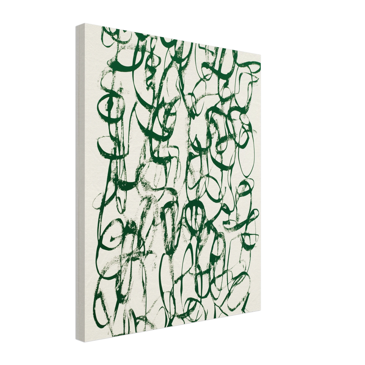 Verworrene Gedanken – Abstrakte grüne Kalligrafie Leinwand 40x50 cm - Pixara