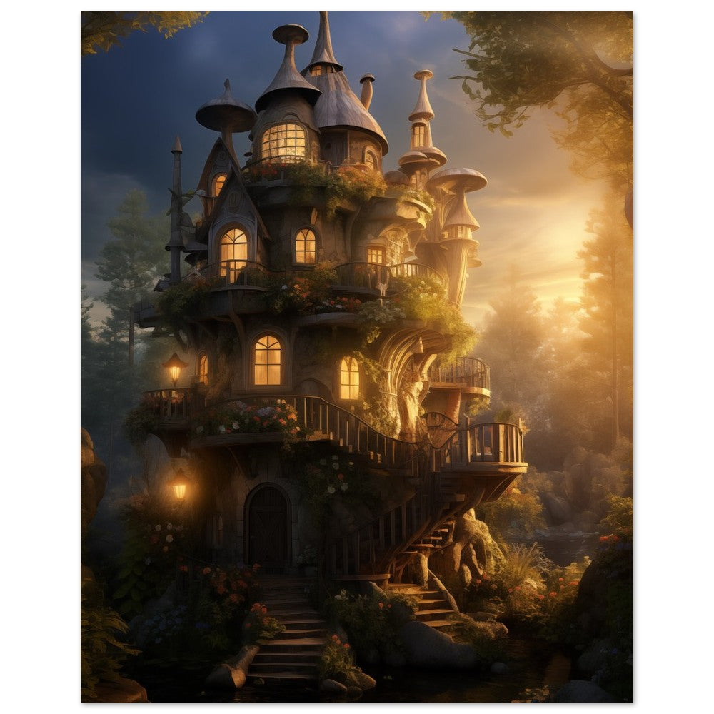 Baumhaus im Zwielicht 40x50 cm - Pixara