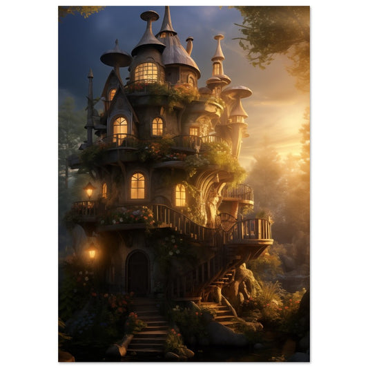 Baumhaus im Zwielicht A4 21x29.7 cm - Pixara