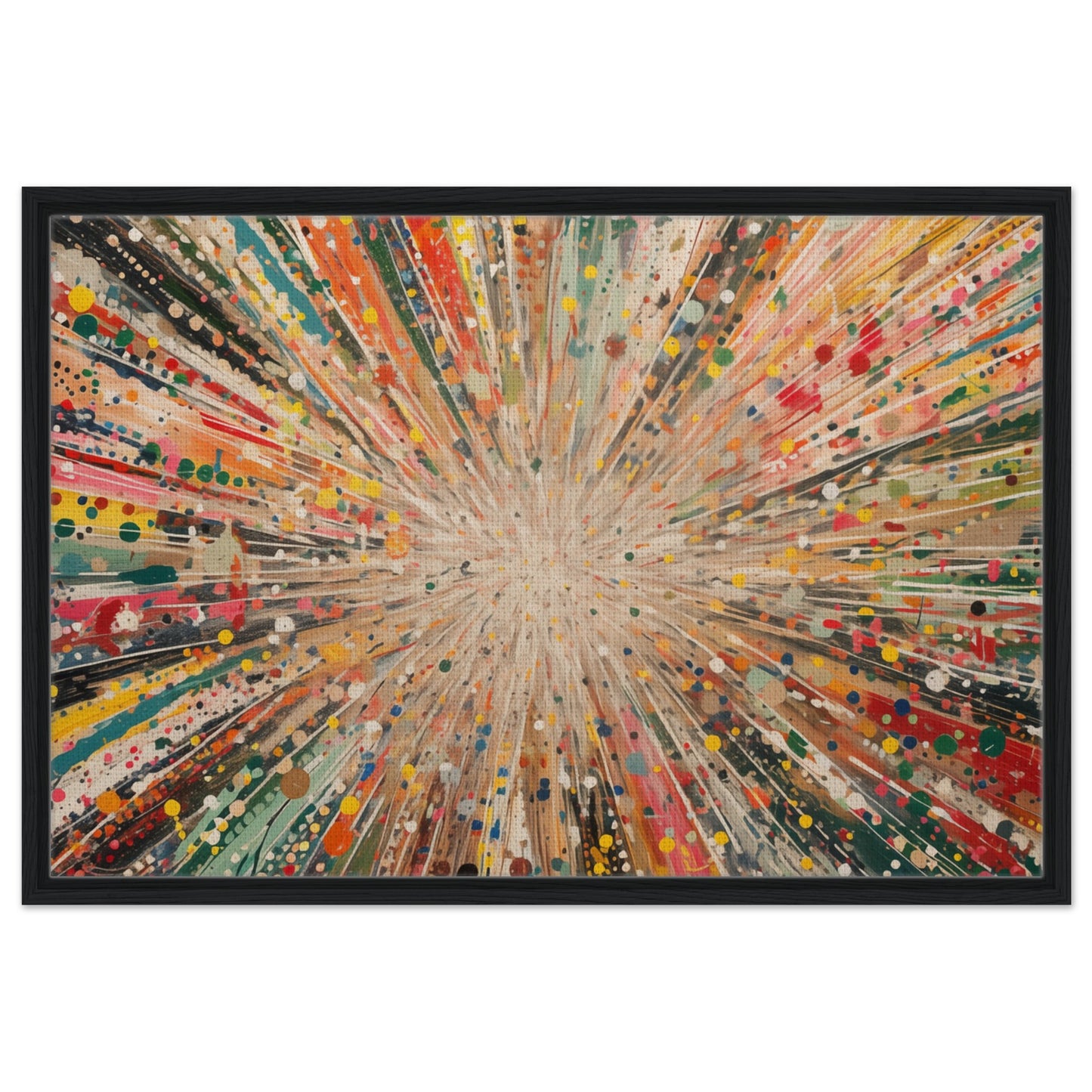 Farbenexplosion - Kunstwerk der Freude | Gerahmte Leinwand Schwarzer Rahmen 60x90 cm - Pixara