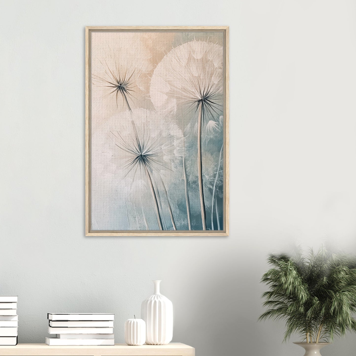 Zarte Pusteblumen - Gerahmte Leinwand - Pixara
