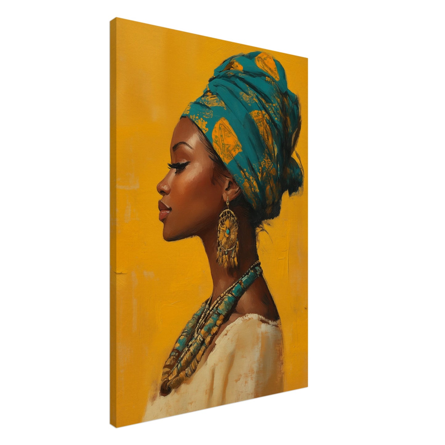 Farbenfrohe Eleganz im Profil Leinwand 60x90 cm - Pixara