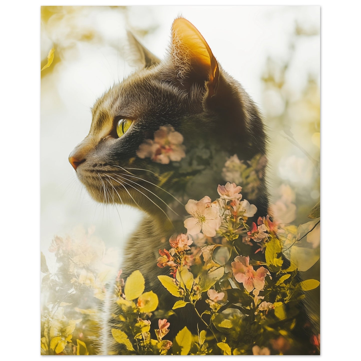 Katze in poetischer Doppelbelichtung 40x50 cm - Pixara
