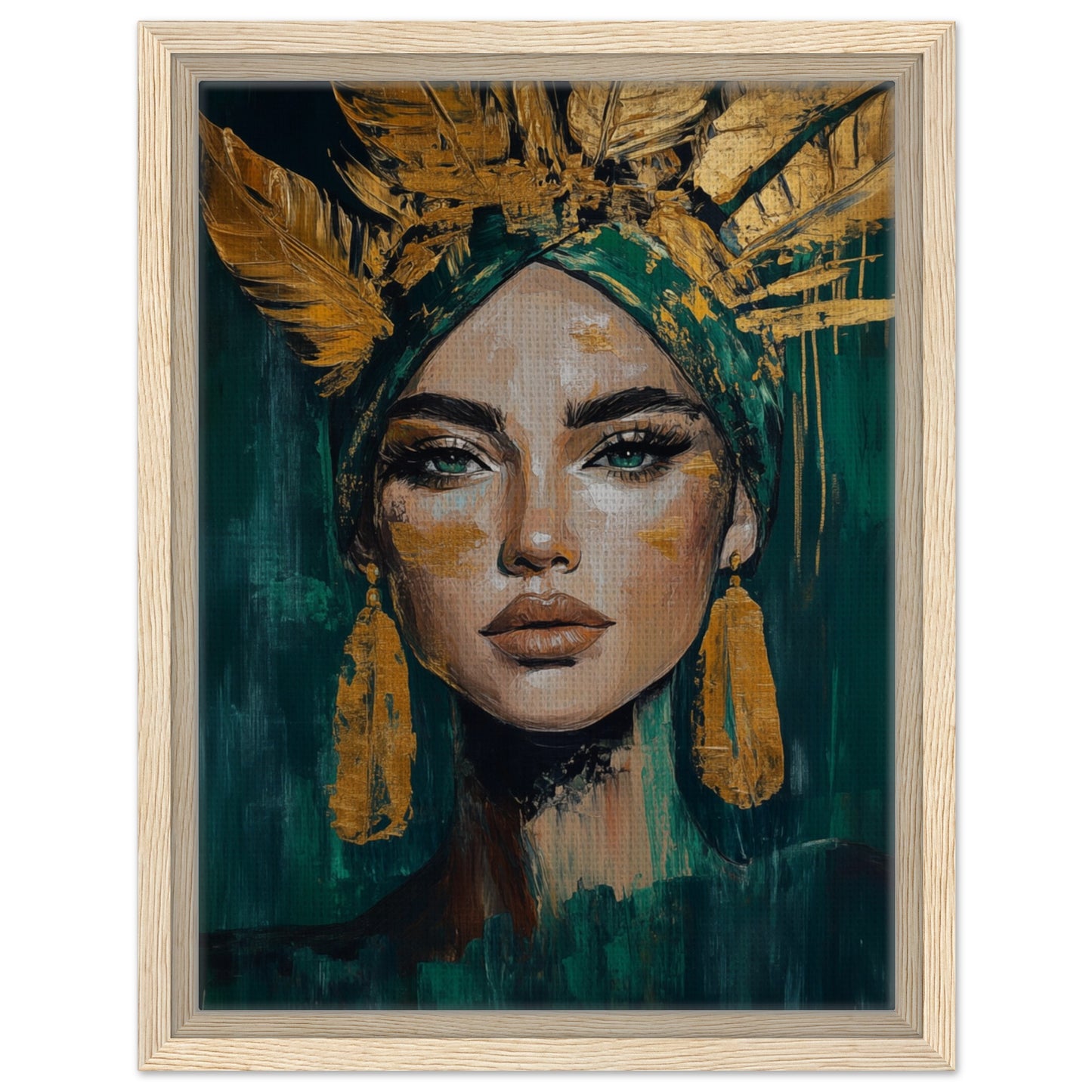 Goldene Stärke | Gerahmte Leinwand Holzrahmen 30x40 cm - Pixara
