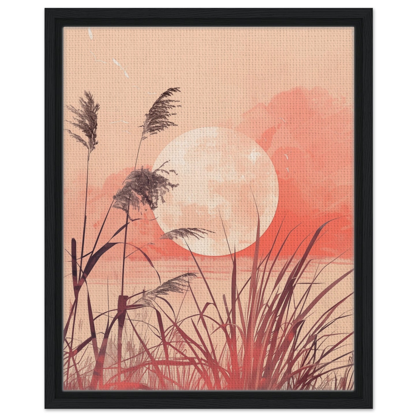 Mondlichtgräser | Gerahmte Leinwand Schwarzer Rahmen 40x50 cm - Pixara