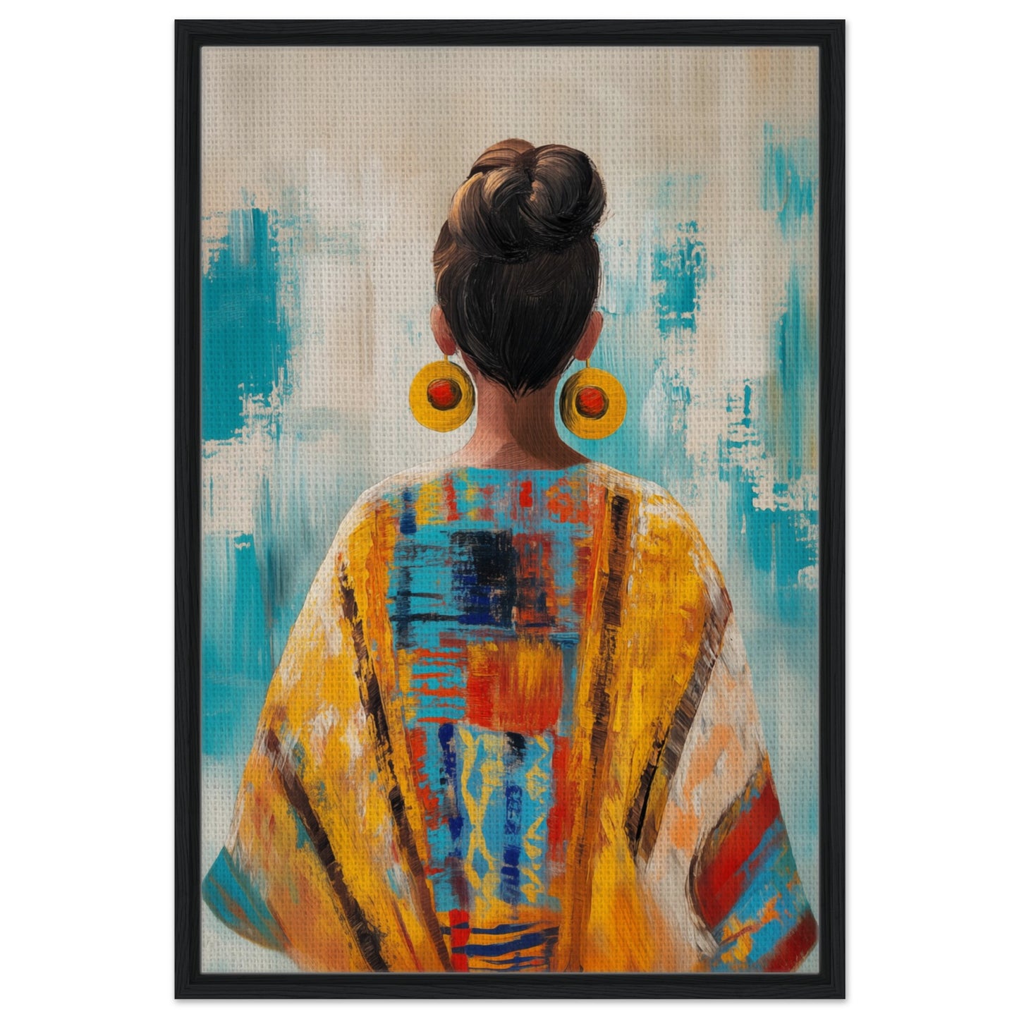Farbige Anmut | Gerahmte Leinwand 60x90 cm Schwarzer Rahmen - Pixara