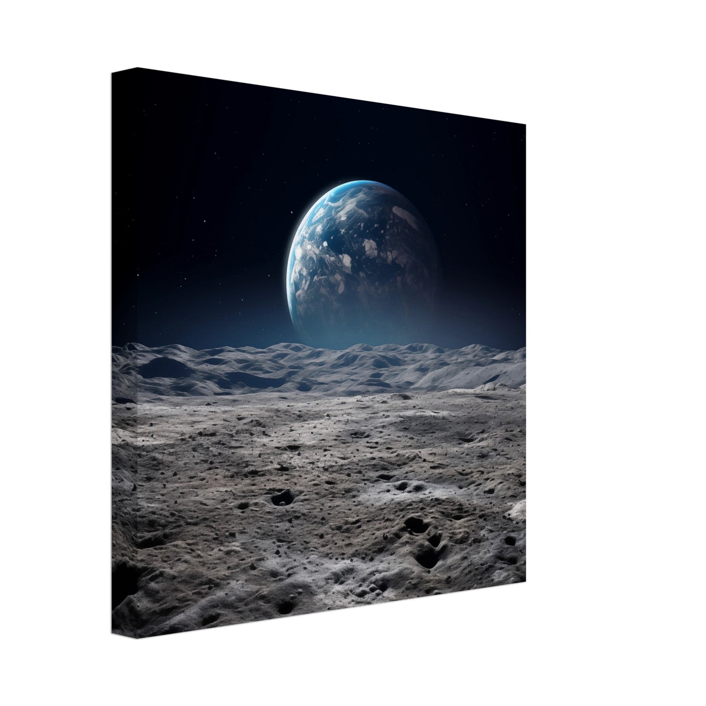Mondlandschaft mit Erdsicht Leinwand 30x30 cm - Pixara