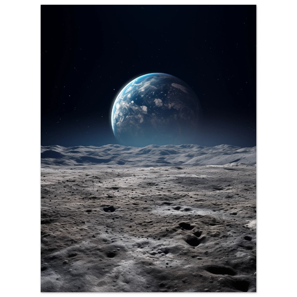 Mondlandschaft mit Erdsicht Poster 30x40 cm - Pixara