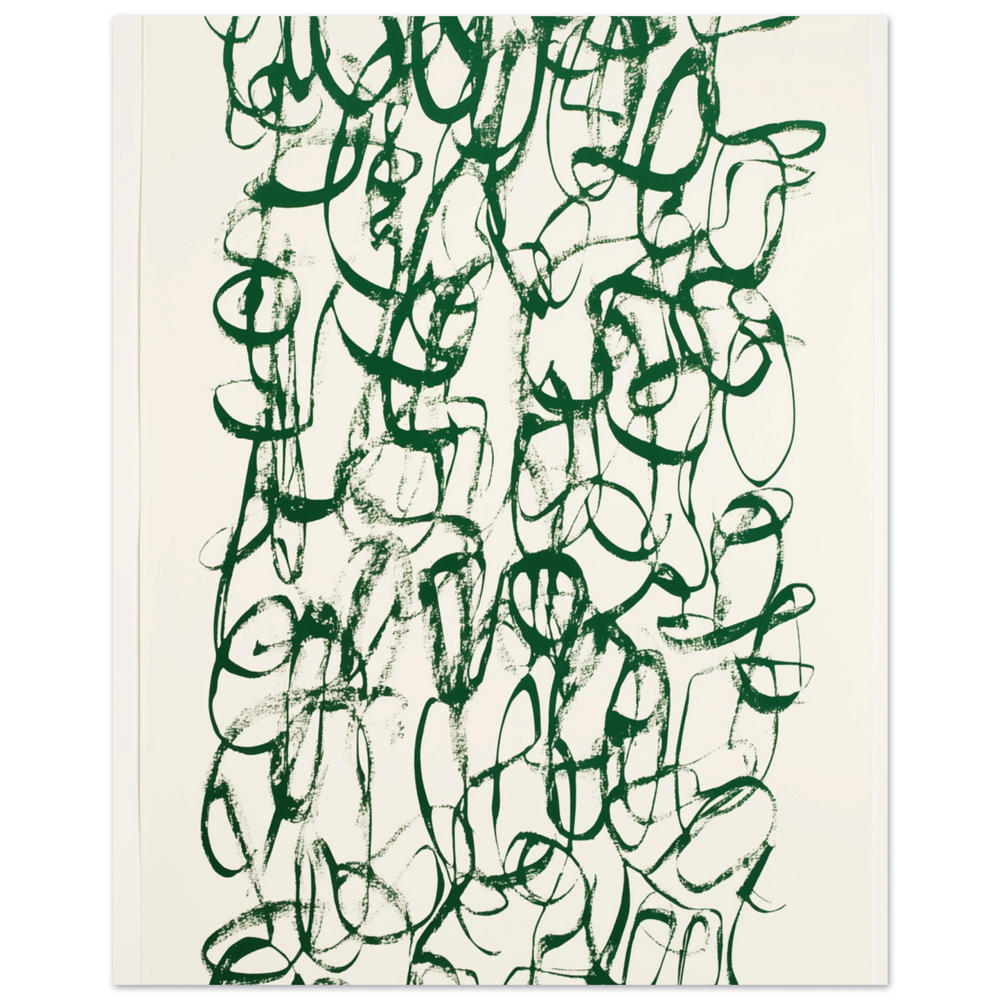 Verworrene Gedanken – Abstrakte grüne Kalligrafie Poster 20x25 cm - Pixara