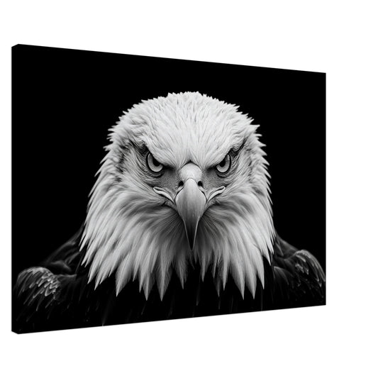 Schwarz-Weiß Porträt eines majestätischen Adlers Leinwand 60x90 cm - Pixara