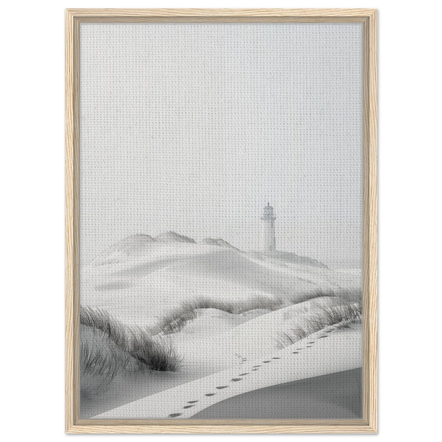 Leuchtturm in den Dünen | Gerahmte Leinwand Holzrahmen 50x70 cm - Pixara
