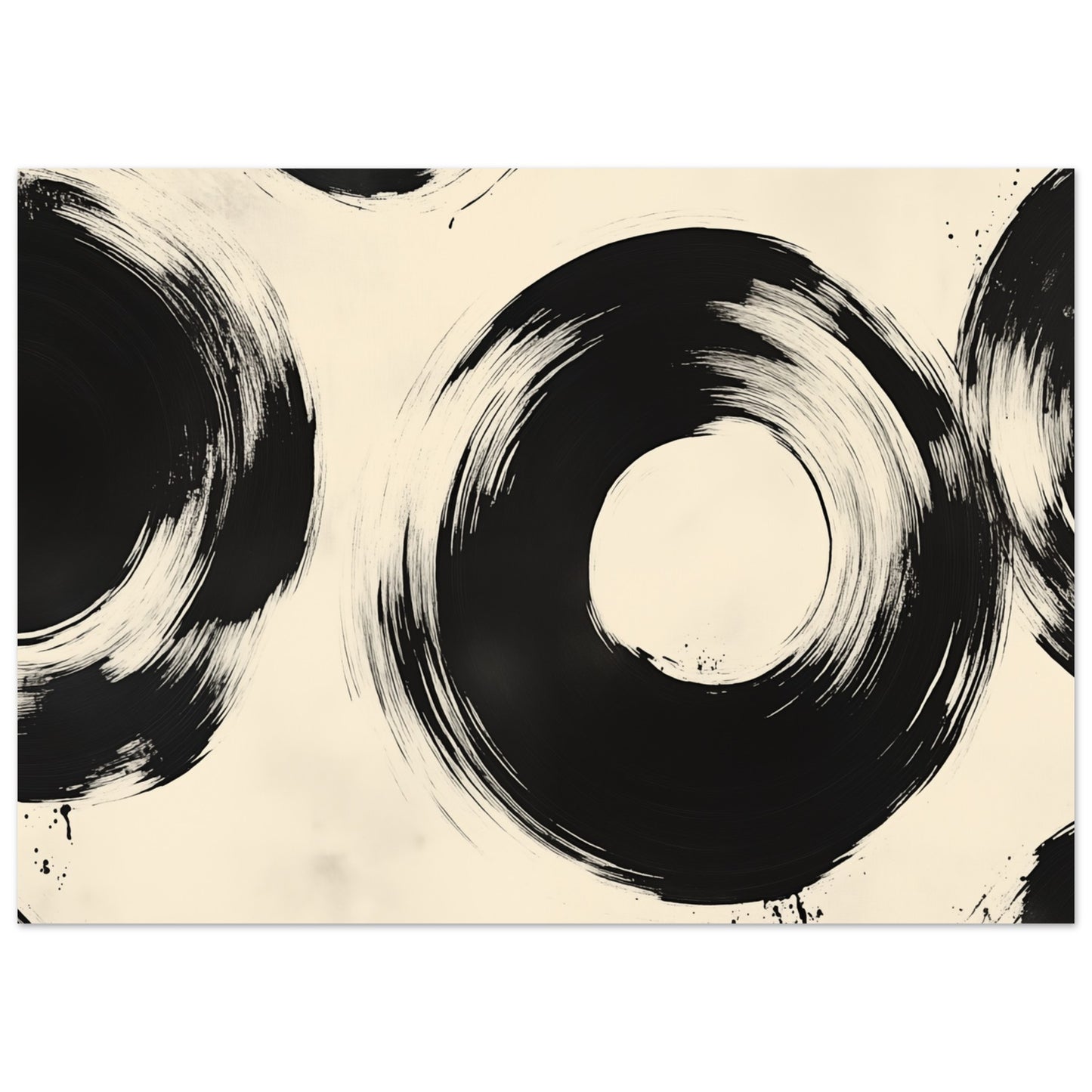 Zen-Kreise – Abstrakte Tintenmalerei 50x70 cm - Pixara