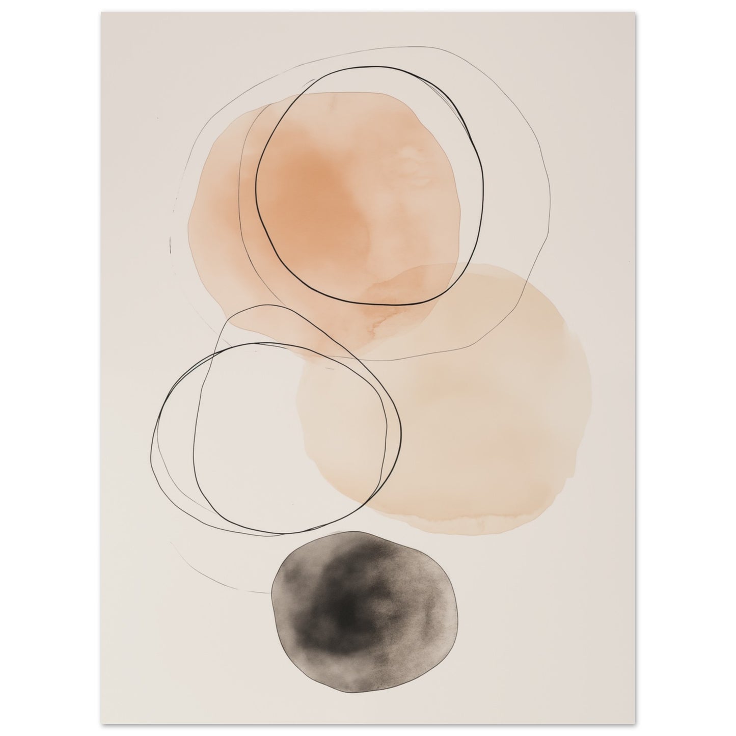 Balance der Kreise – Japandi Minimalismus Poster 30x40 cm - Pixara