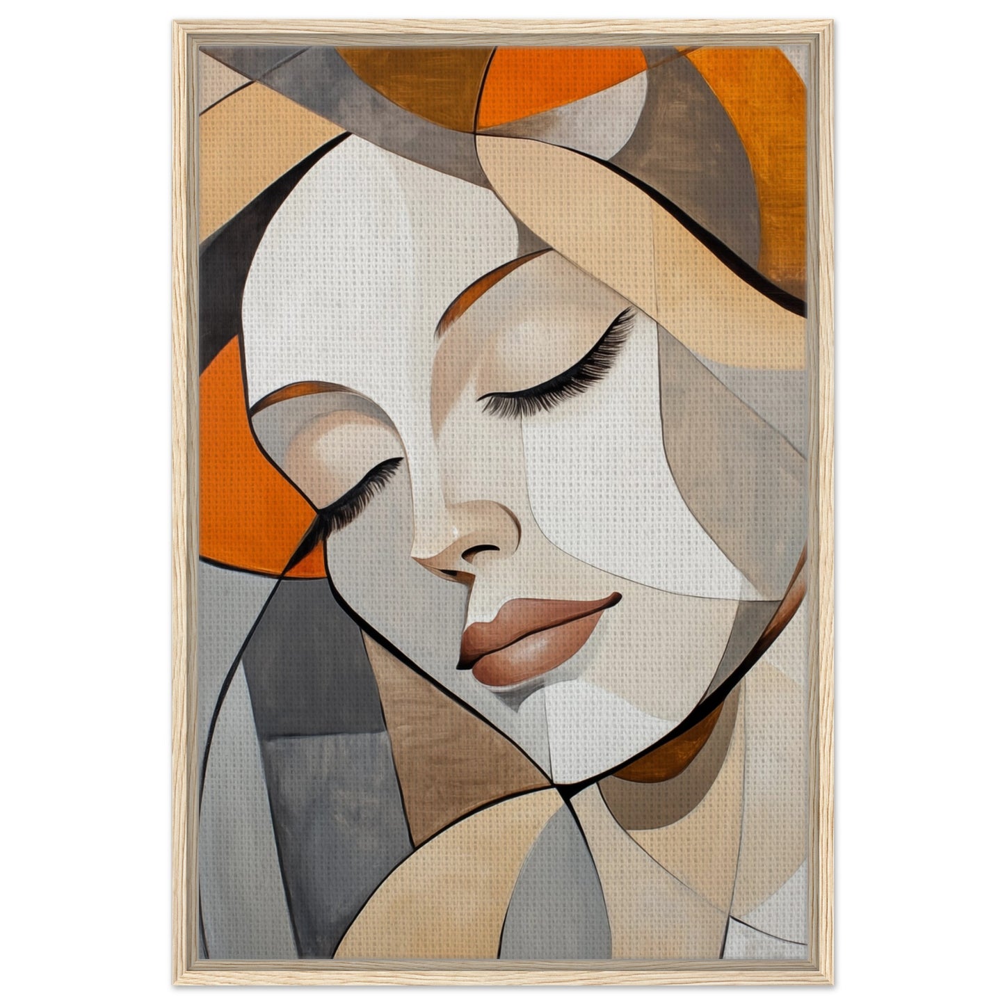 Kubistische Harmonie | Gerahmte Leinwand Holzrahmen 60x90 cm - Pixara