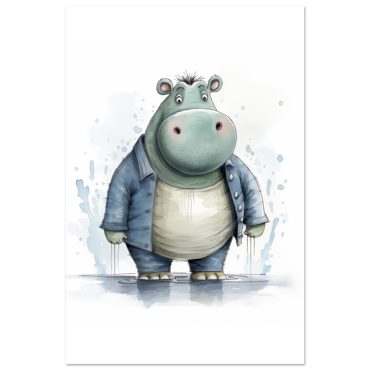 Nilpferd "Bernd" Poster 60x90 cm - Pixara