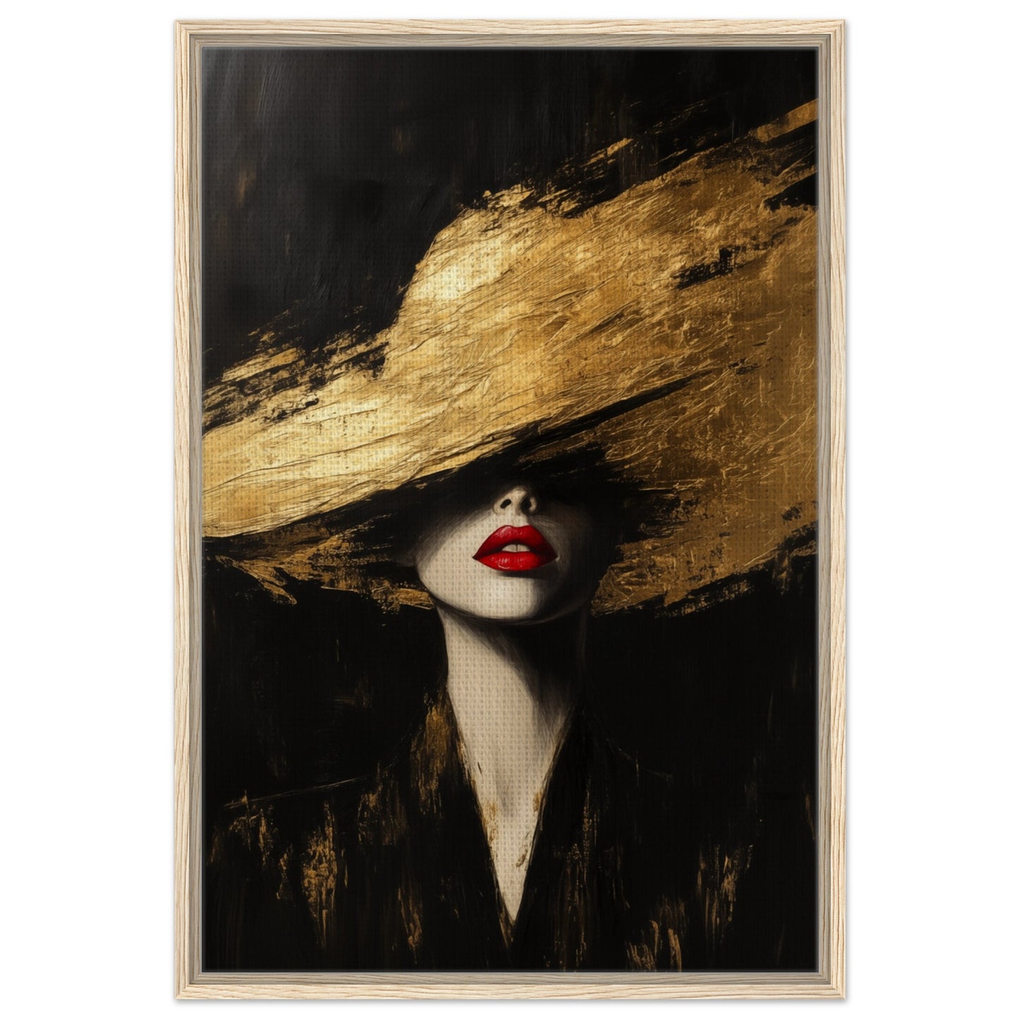 Goldene Eleganz | Gerahmte Leinwand Holzrahmen 60x90 cm - Pixara