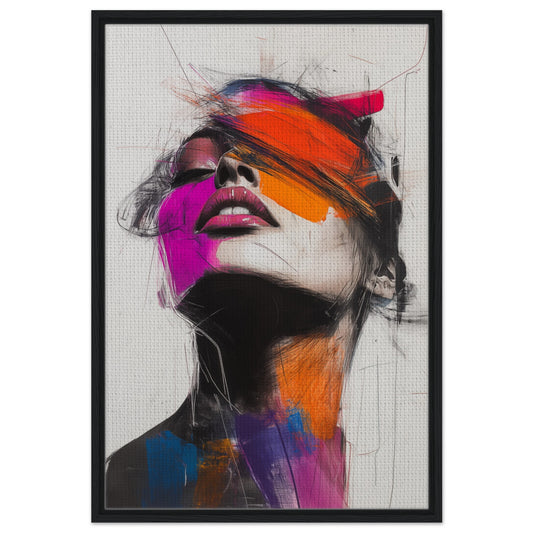 Abstrakte Farbexplosion | Gerahmte Leinwand Schwarzer Rahmen 60x90 cm - Pixara