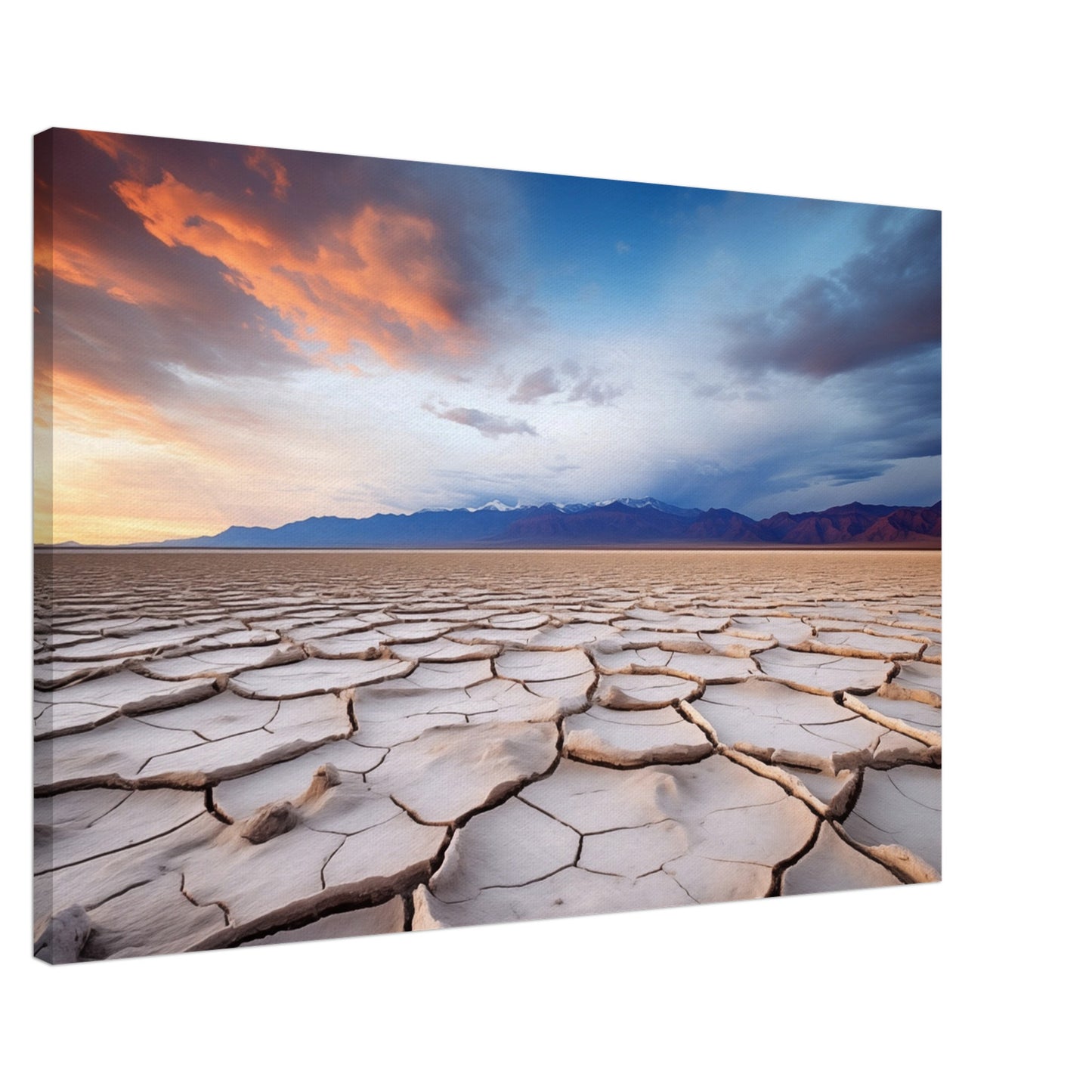 Salzfelder bei Sonnenuntergang Leinwand 60x90 cm - Pixara