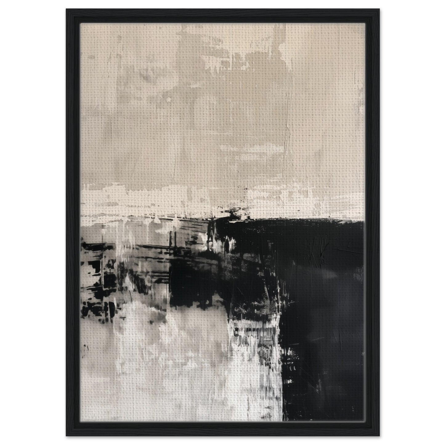 Monochrome Serenity | Gerahmte Leinwand Schwarzer Rahmen 50x70 cm - Pixara