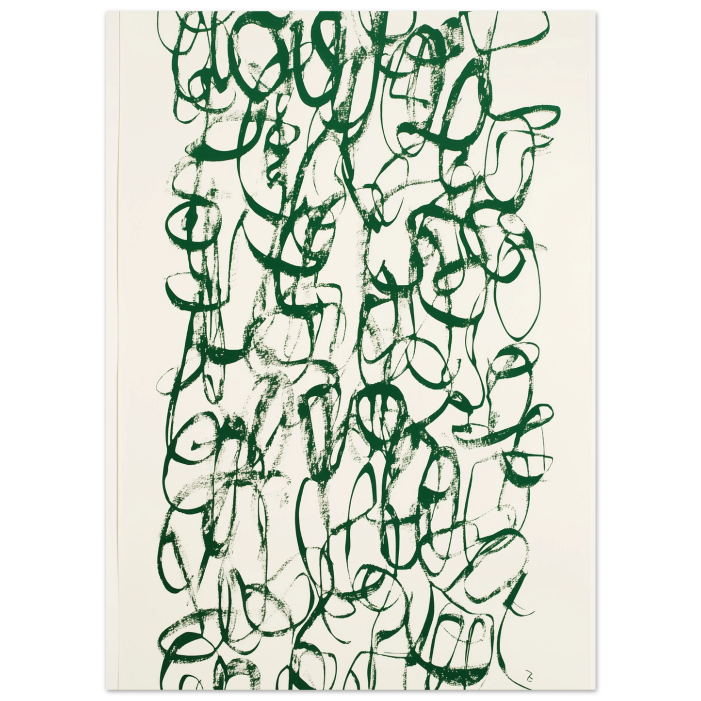 Verworrene Gedanken – Abstrakte grüne Kalligrafie Poster 13x18 cm - Pixara
