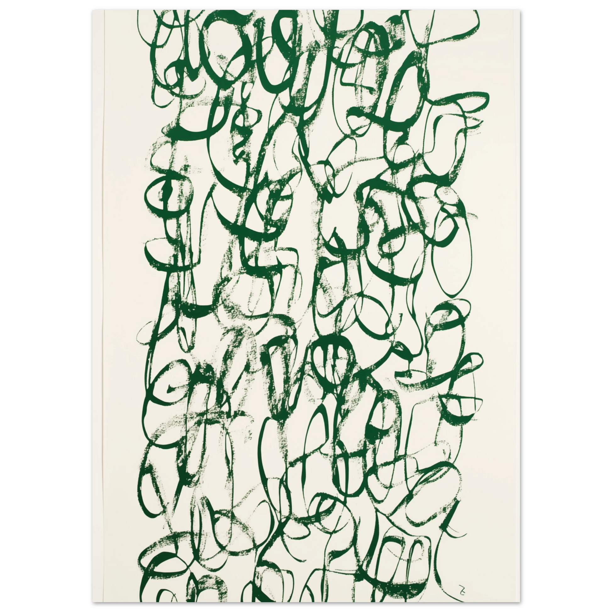 Verworrene Gedanken – Abstrakte grüne Kalligrafie Poster 13x18 cm - Pixara