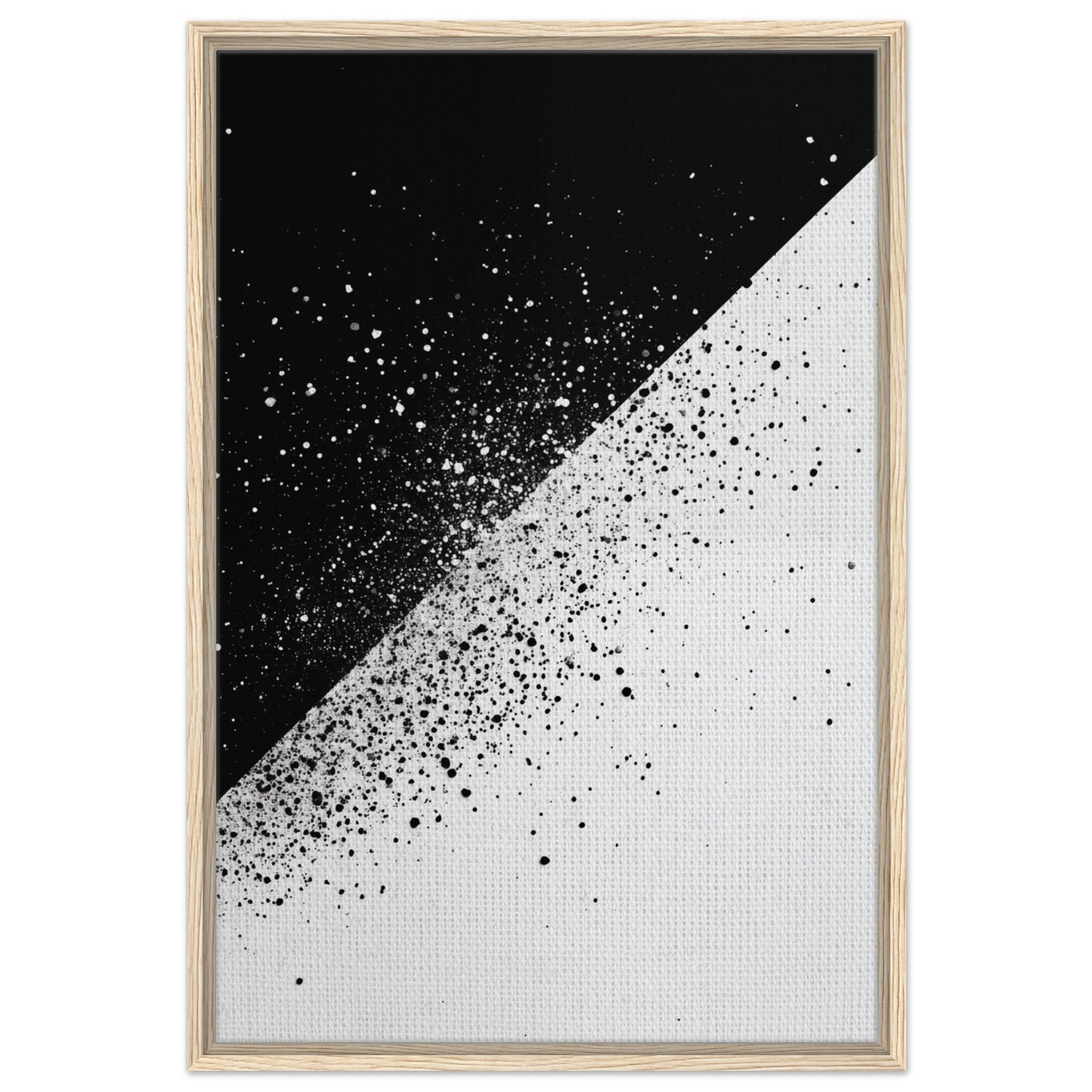 Schwarz-Weiß-Splitter 2 | Gerahmte Leinwand Holzrahmen 60x90 cm - Pixara