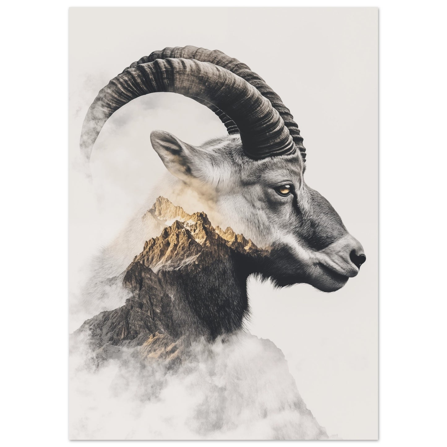 Eleganter Steinbock in Doppelbelichtung 50x70 cm - Pixara