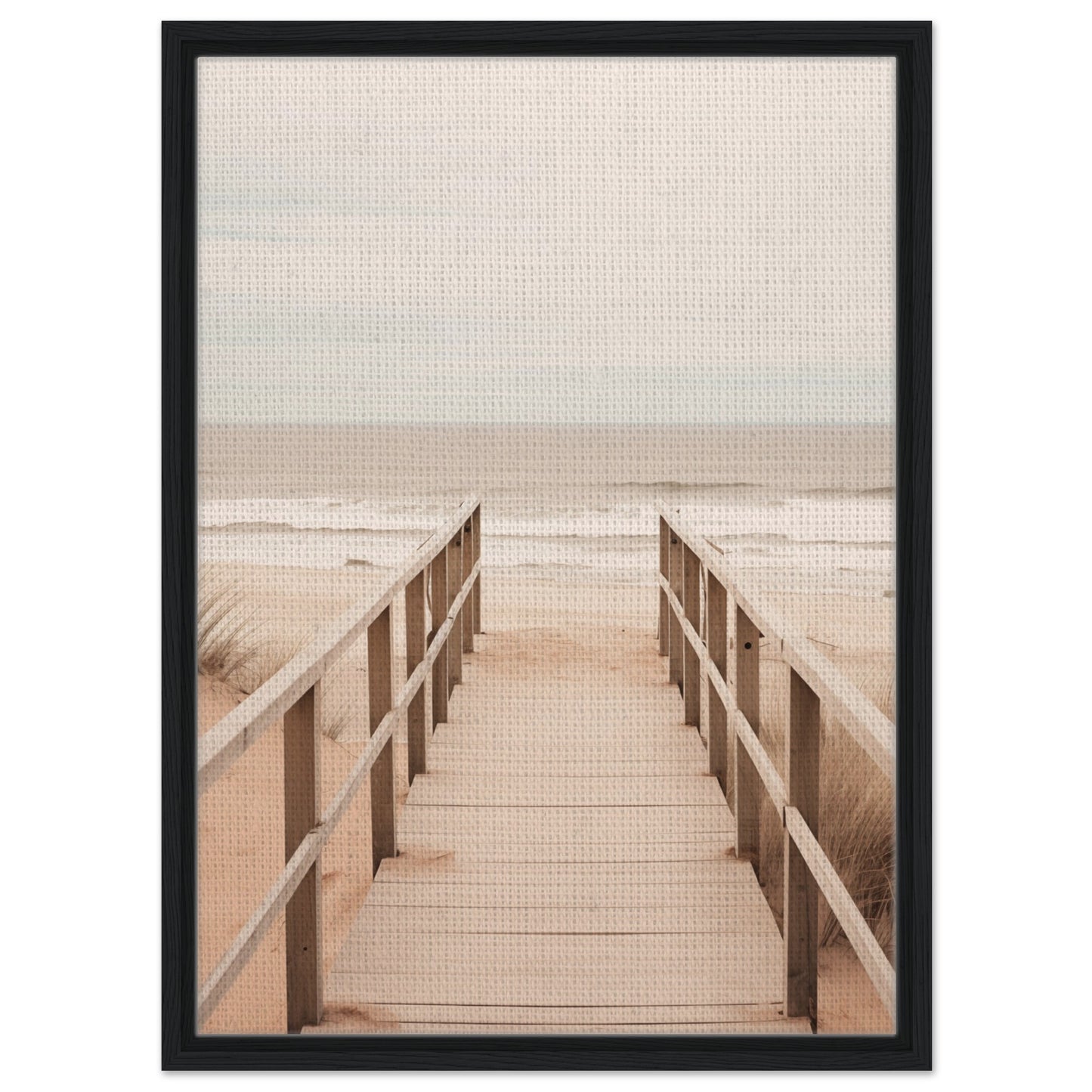 Weg zum Horizont - Gerahmte Leinwand Schwarzer Rahmen 50x70 cm - Pixara