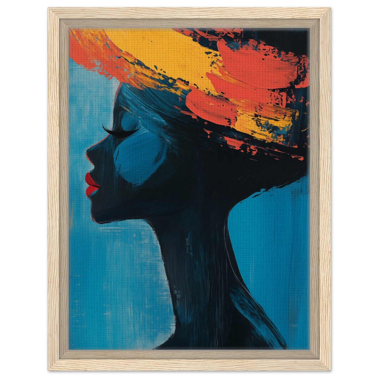 Silhouette mit lebendigen Farben | Gerahmte Leinwand Holzrahmen 30x40 cm - Pixara