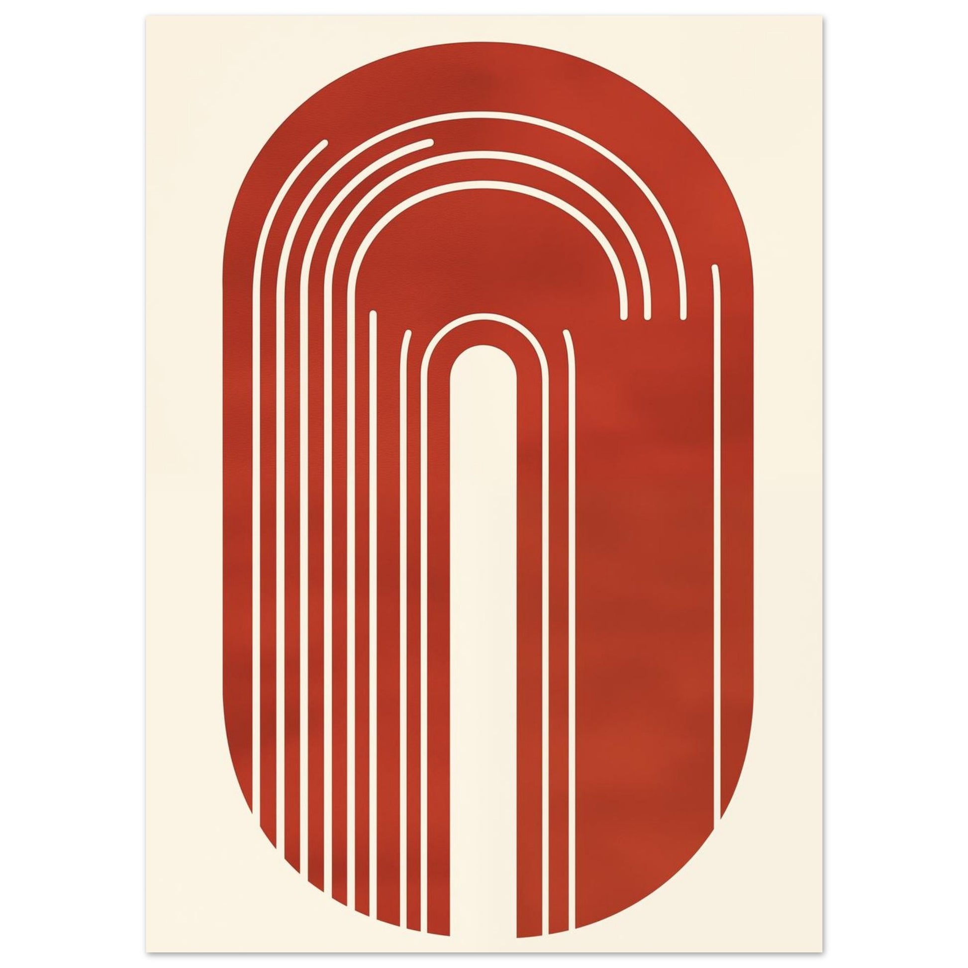 Modernes minimalistisches Poster mit geschwungenen Linien in Rot 13x18 cm - Pixara