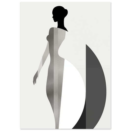 Eleganz in Grau – Die stille Anmut der Weiblichkeit 50x70 cm - Pixara