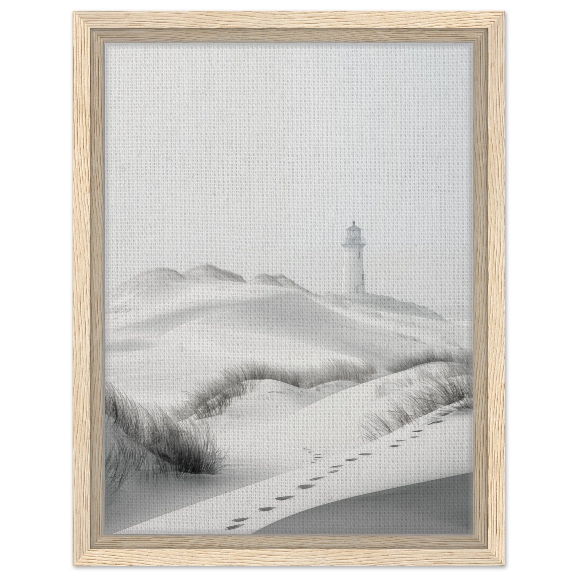 Leuchtturm in den Dünen | Gerahmte Leinwand Holzrahmen 30x40 cm - Pixara