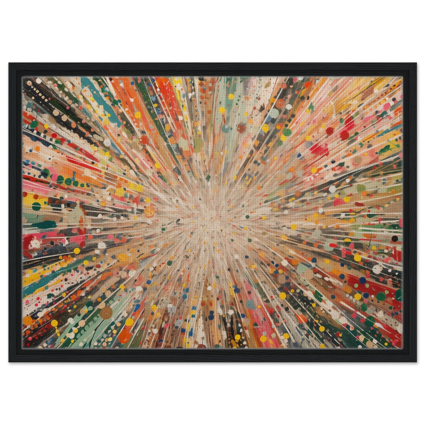 Farbenexplosion - Kunstwerk der Freude | Gerahmte Leinwand Schwarzer Rahmen 50x70 cm - Pixara