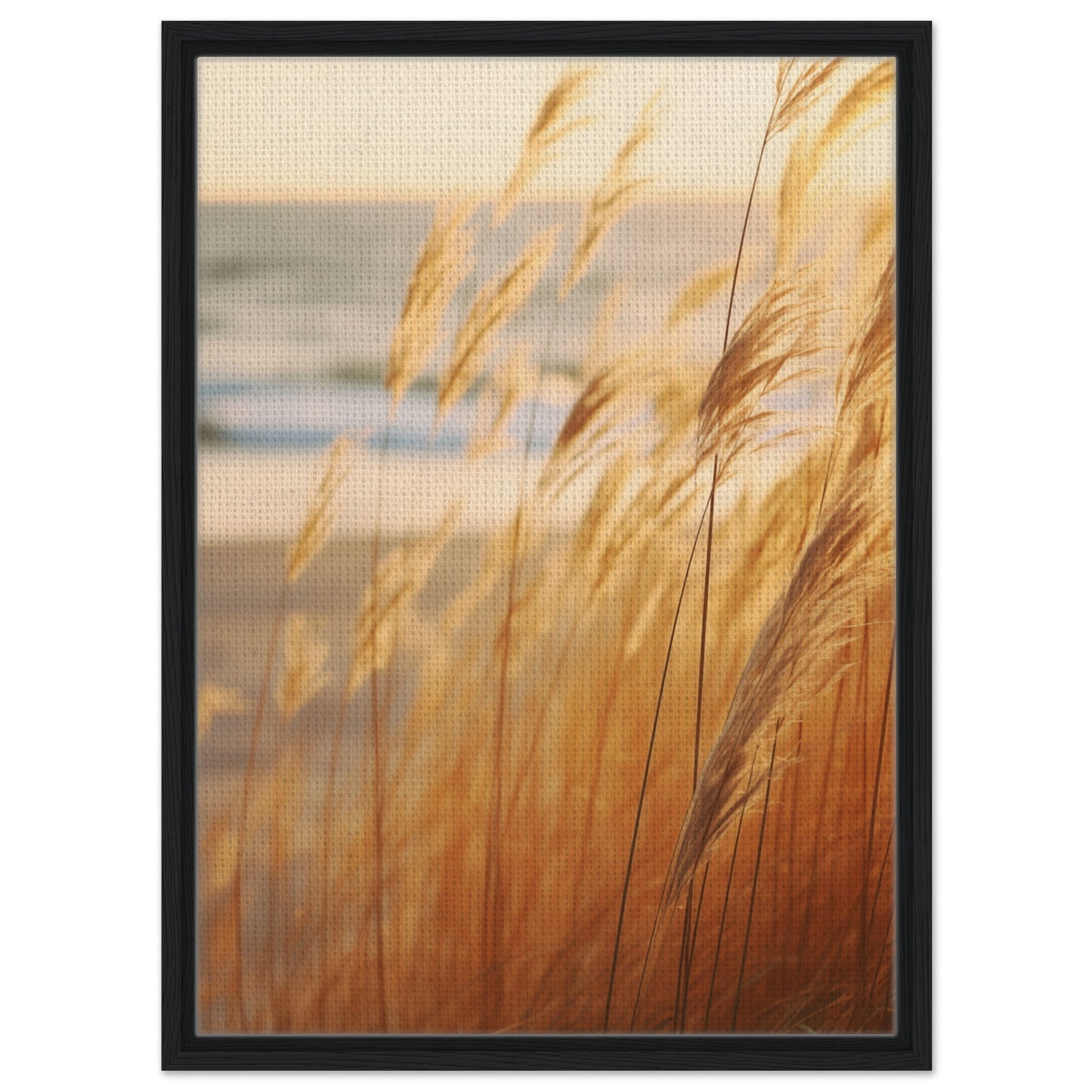 Goldene Wispern | Gerahmte Leinwand Schwarzer Rahmen 50x70 cm - Pixara