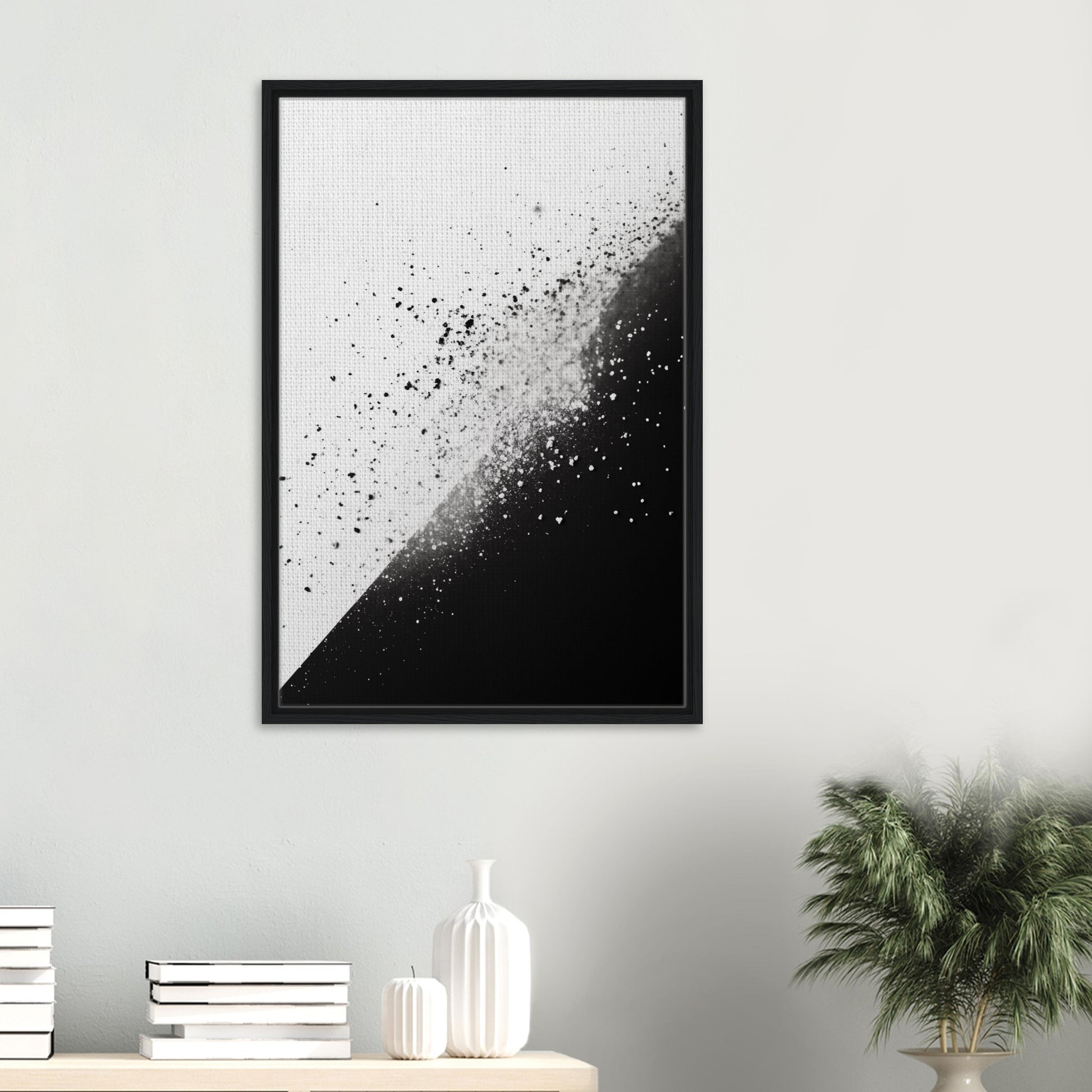 Schwarz-Weiß-Splitter 1 | Gerahmte Leinwand - Pixara