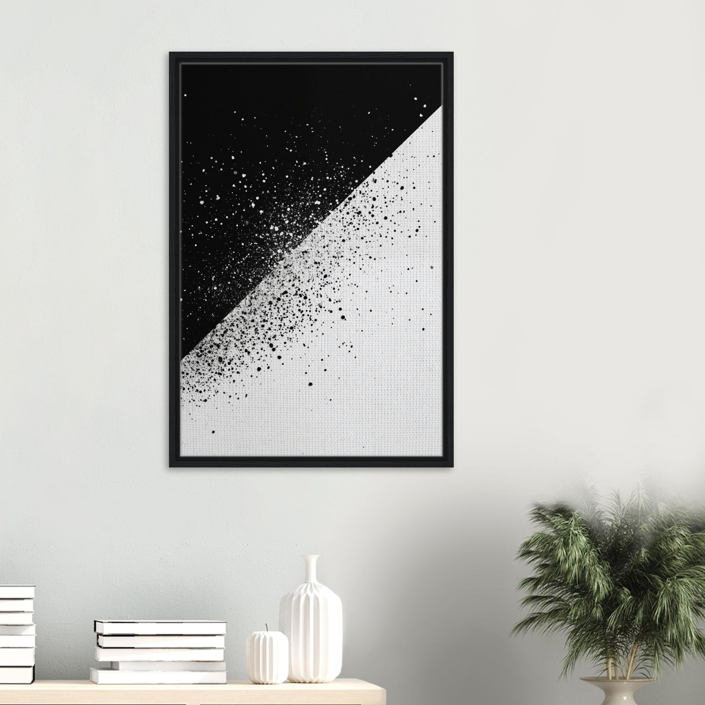 Schwarz-Weiß-Splitter 2 | Gerahmte Leinwand - Pixara