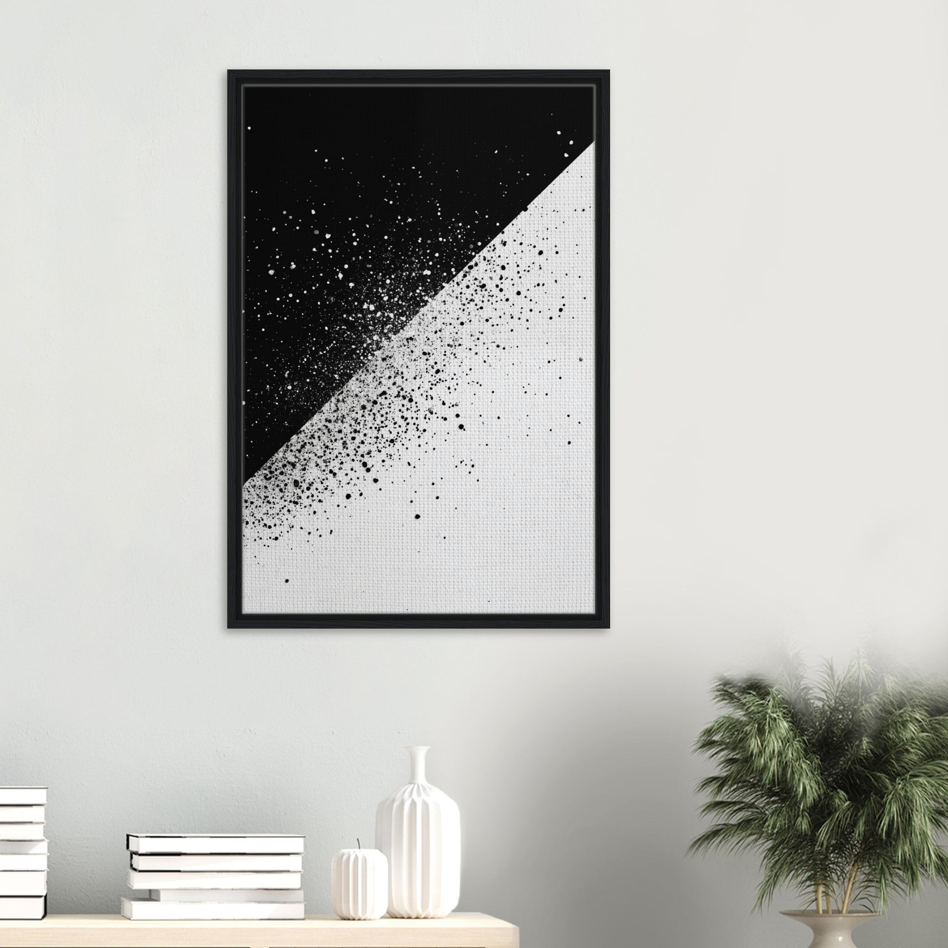 Schwarz-Weiß-Splitter 2 | Gerahmte Leinwand - Pixara